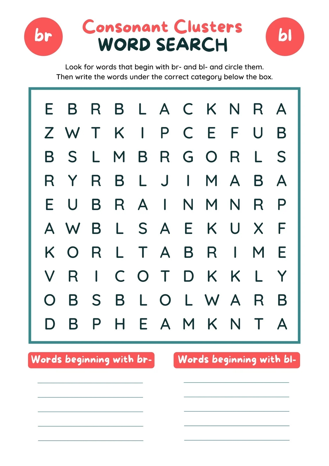 First Grade 5 Word Search Big Printable Sheets