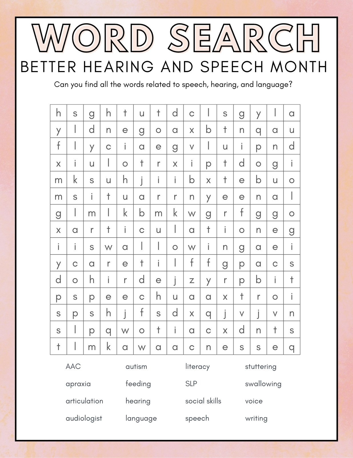 Free Printable Word Search Worksheet Templates Canva Worksheets Library