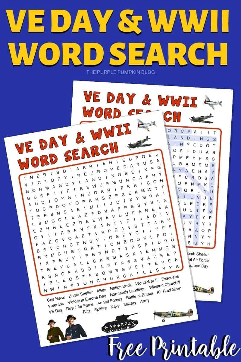 Free Printable World War II VE Day Word Search