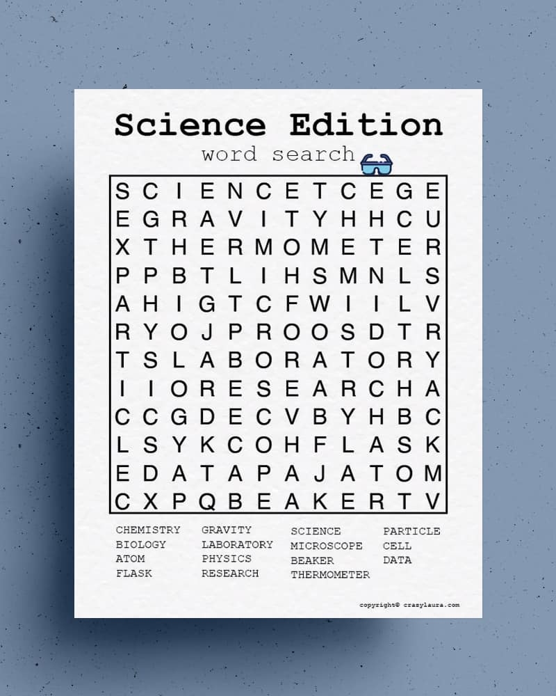 Free Science Word Search Printable Games For Kids Crazy Laura Worksheets Library