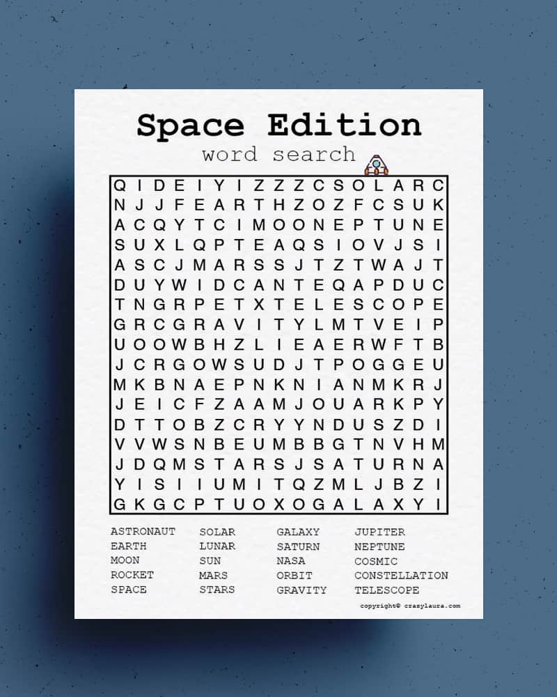 Moon Word Search Printable