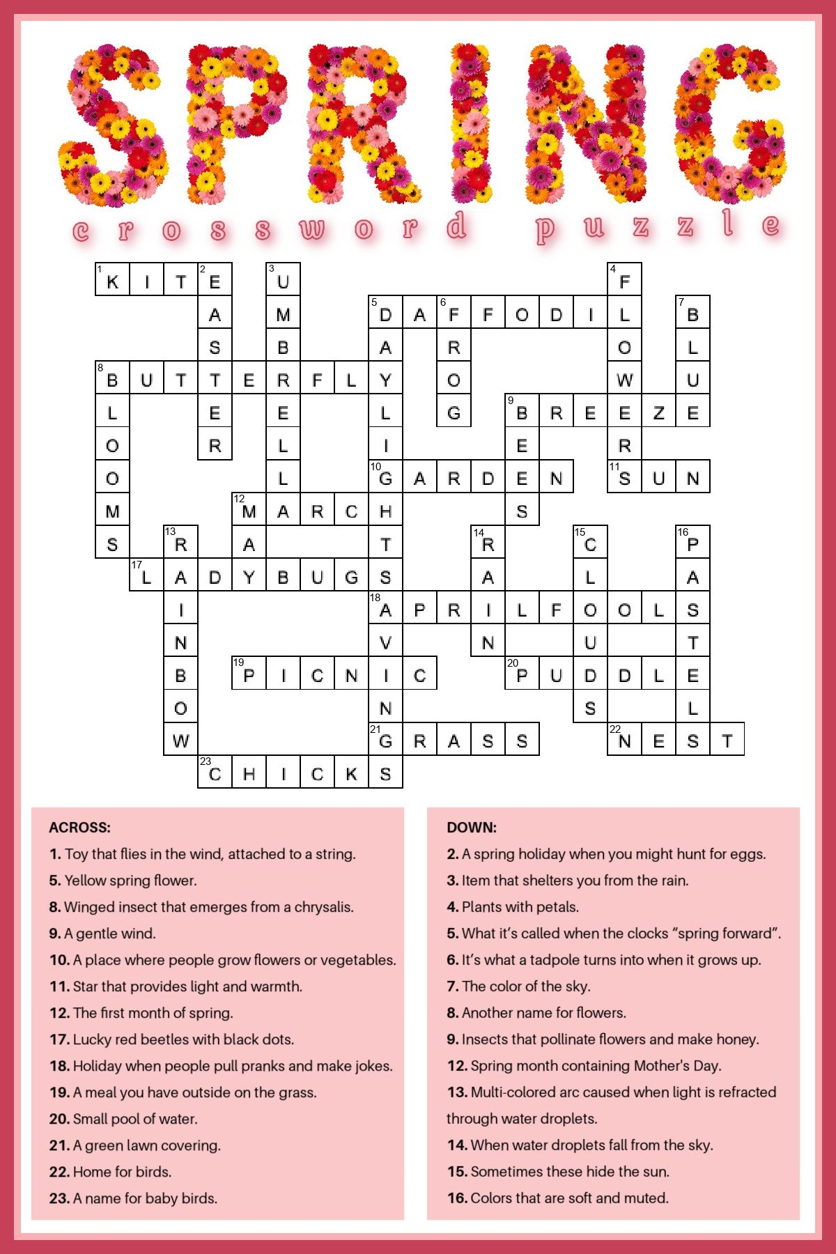 Spring Word Search Puzzle Printable