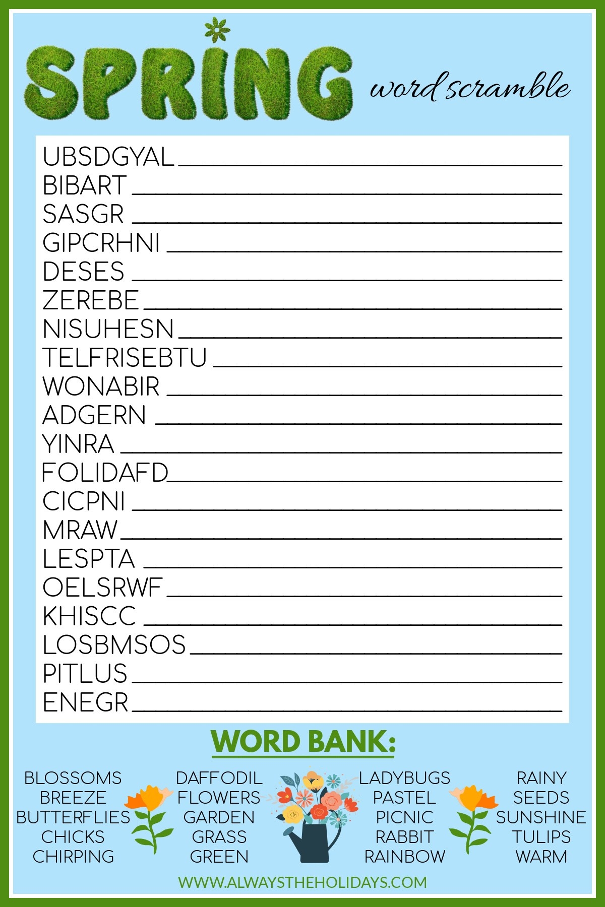 Free Printable Make Your Own Word Searches