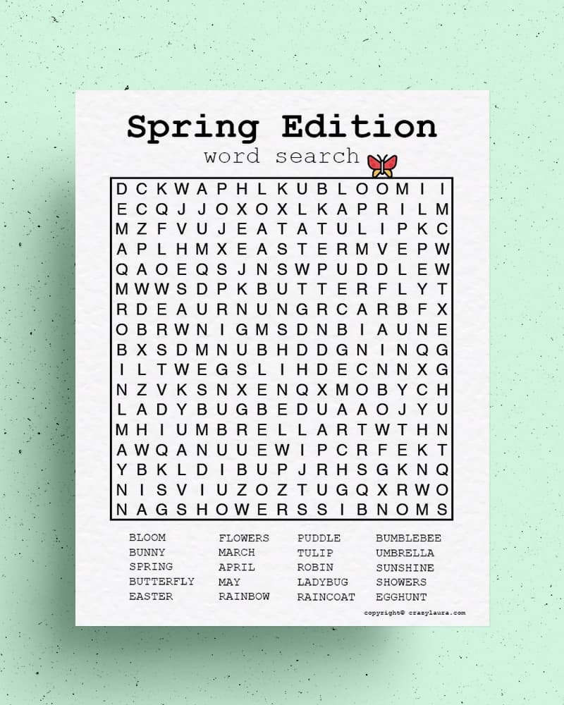 Free Printables For Spring Word Searches 4th Grade