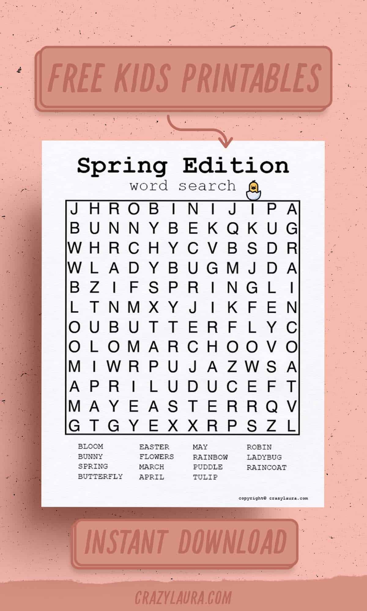 Free Spring Word Search Printable Game Sheets For
