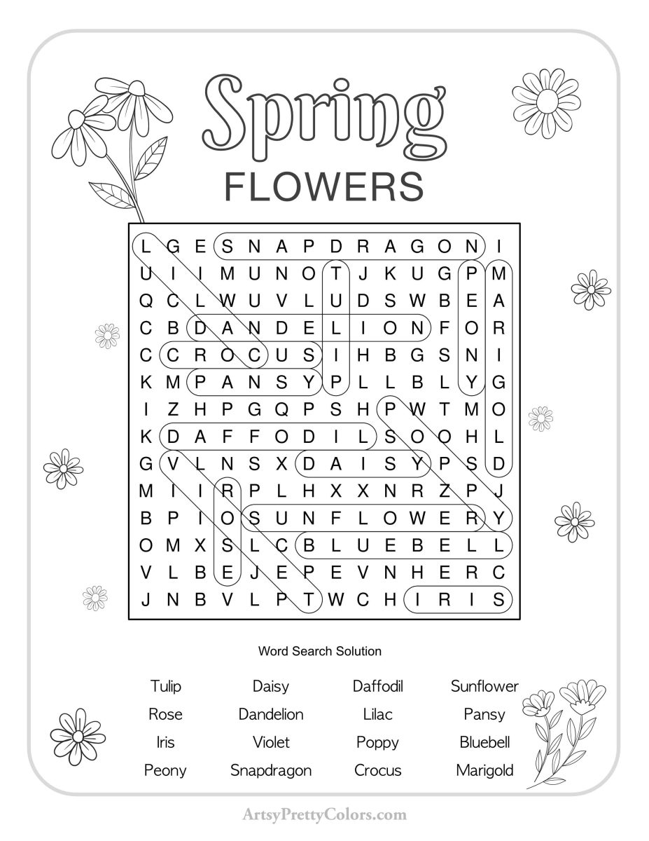 Free Spring Word Search Puzzles Printable PDFS Artsy Pretty Colors