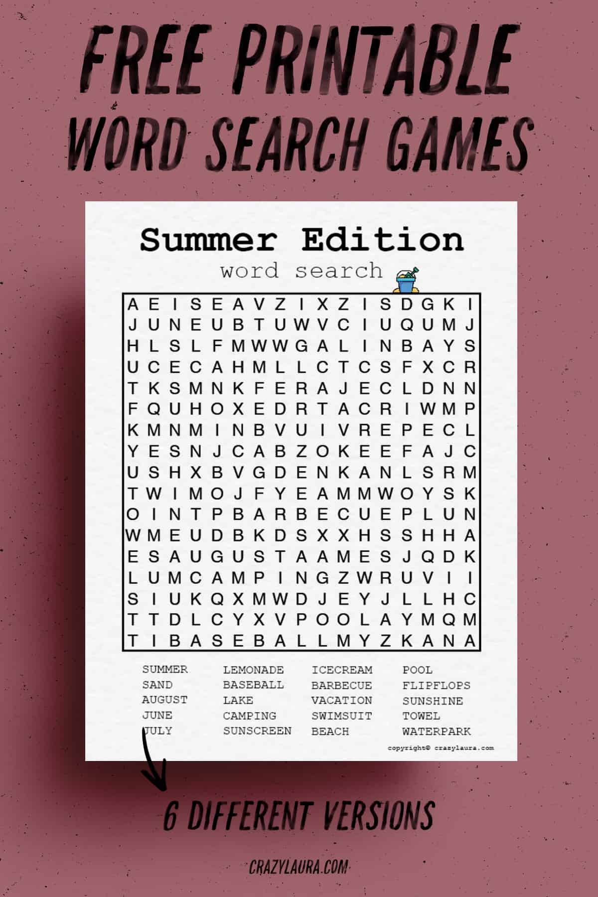 Free Summer Word Search Printable Games To Print Crazy Laura