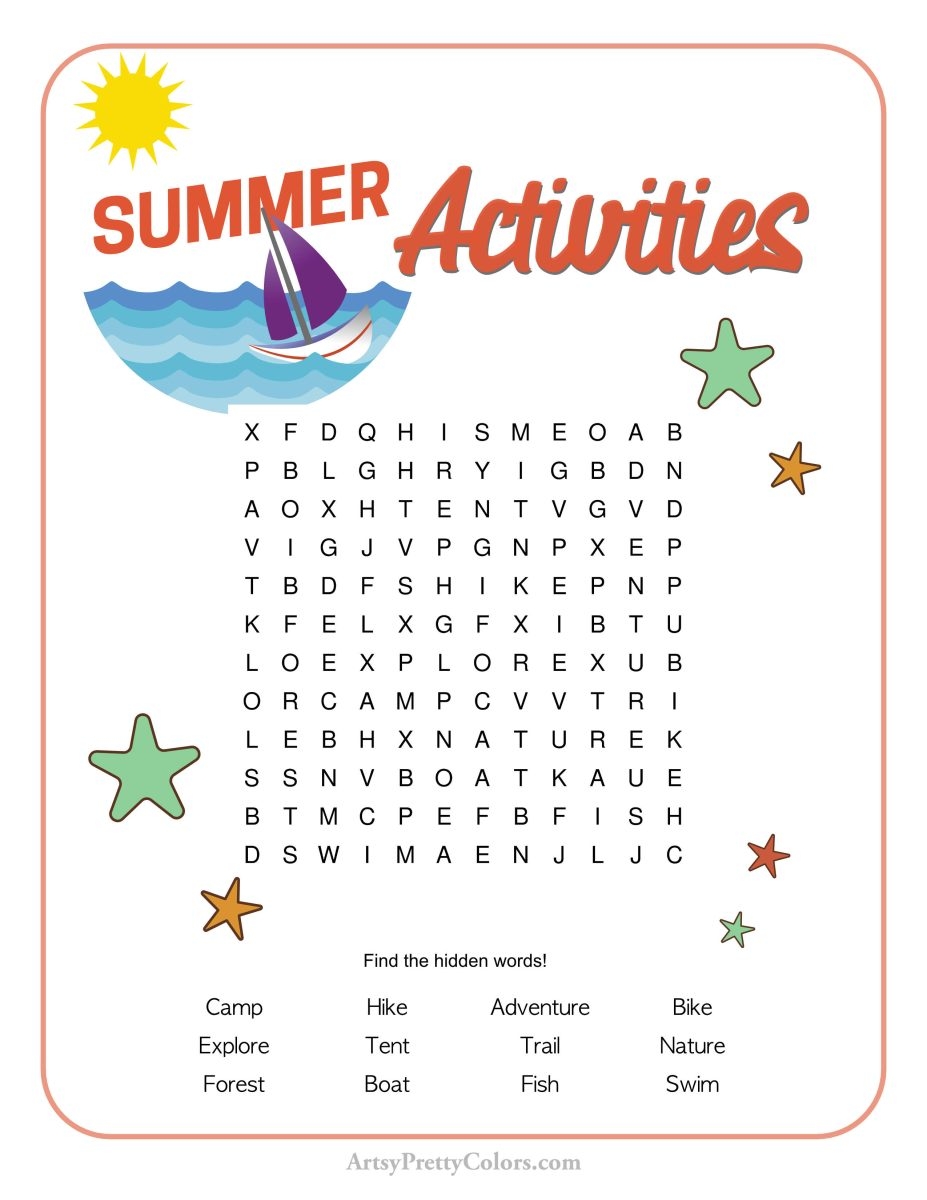 Free Summer Word Search Printables Seasonal Fun Artsy Pretty Colors
