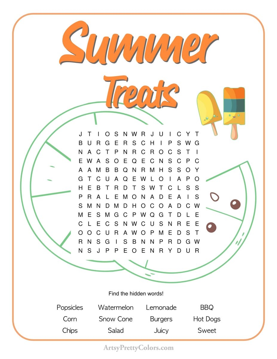 Free Summer Word Search Printables Seasonal Fun Artsy Pretty Colors