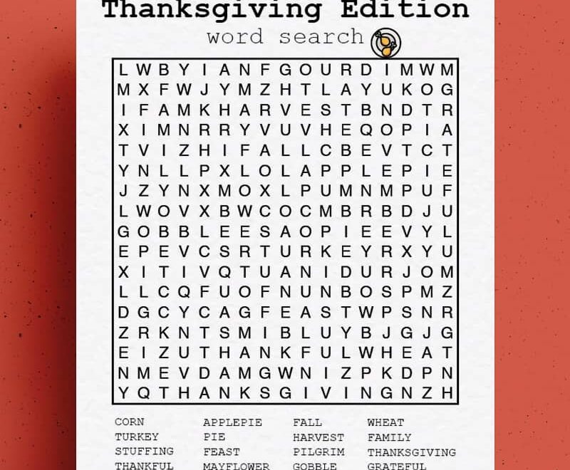 Free Thanksgiving Word Search Printable Game Sheets Crazy Laura