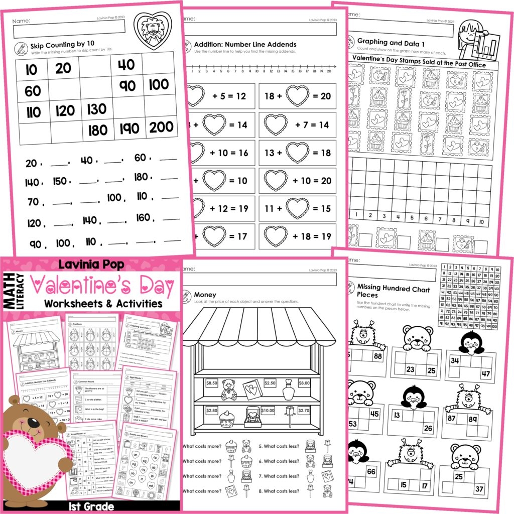 FREE Valentine s Day 1st Grade Worksheets And Activities No Prep First Grade In My World
