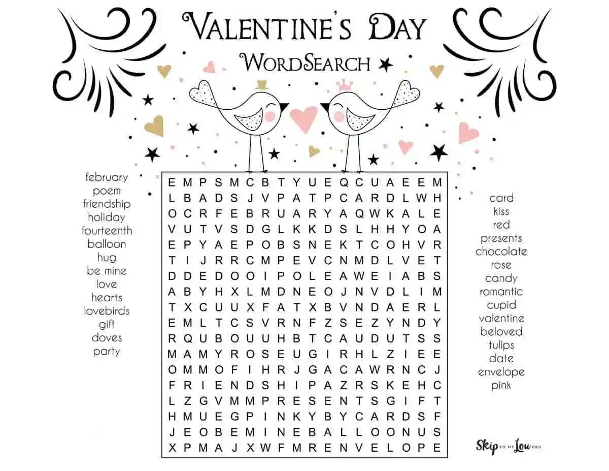 Free Valentine s Day Word Search Printables Skip To My Lou