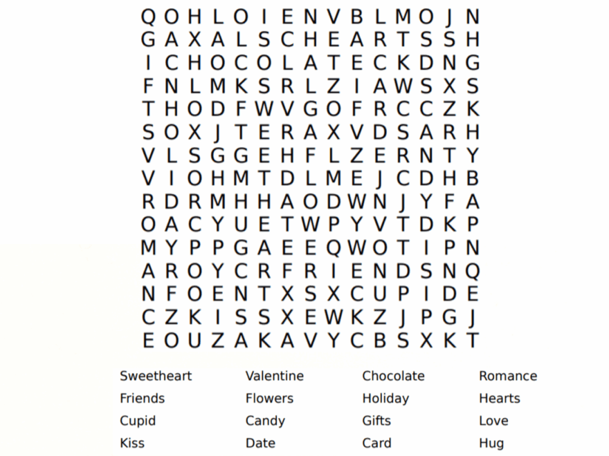 Free Valentine Word Search For Kids