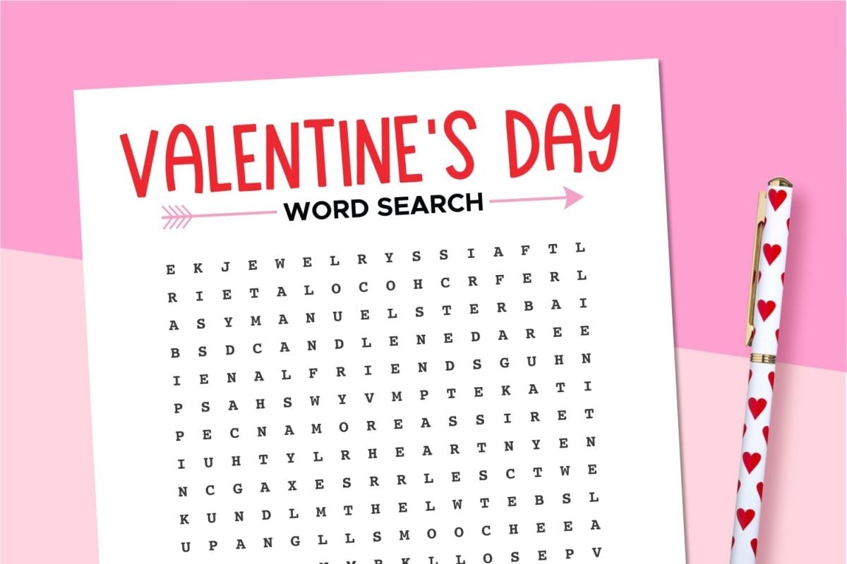 Free Valentines Word Search Printable Hey Let s Make Stuff