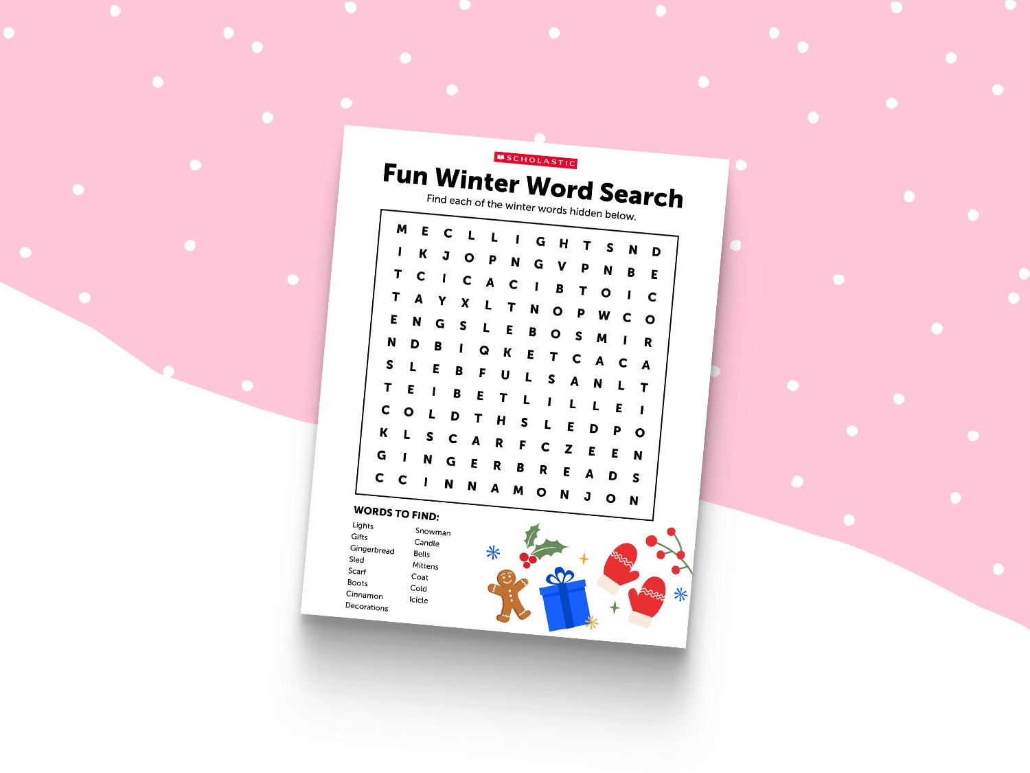 Free Winter Word Search Printable Scholastic