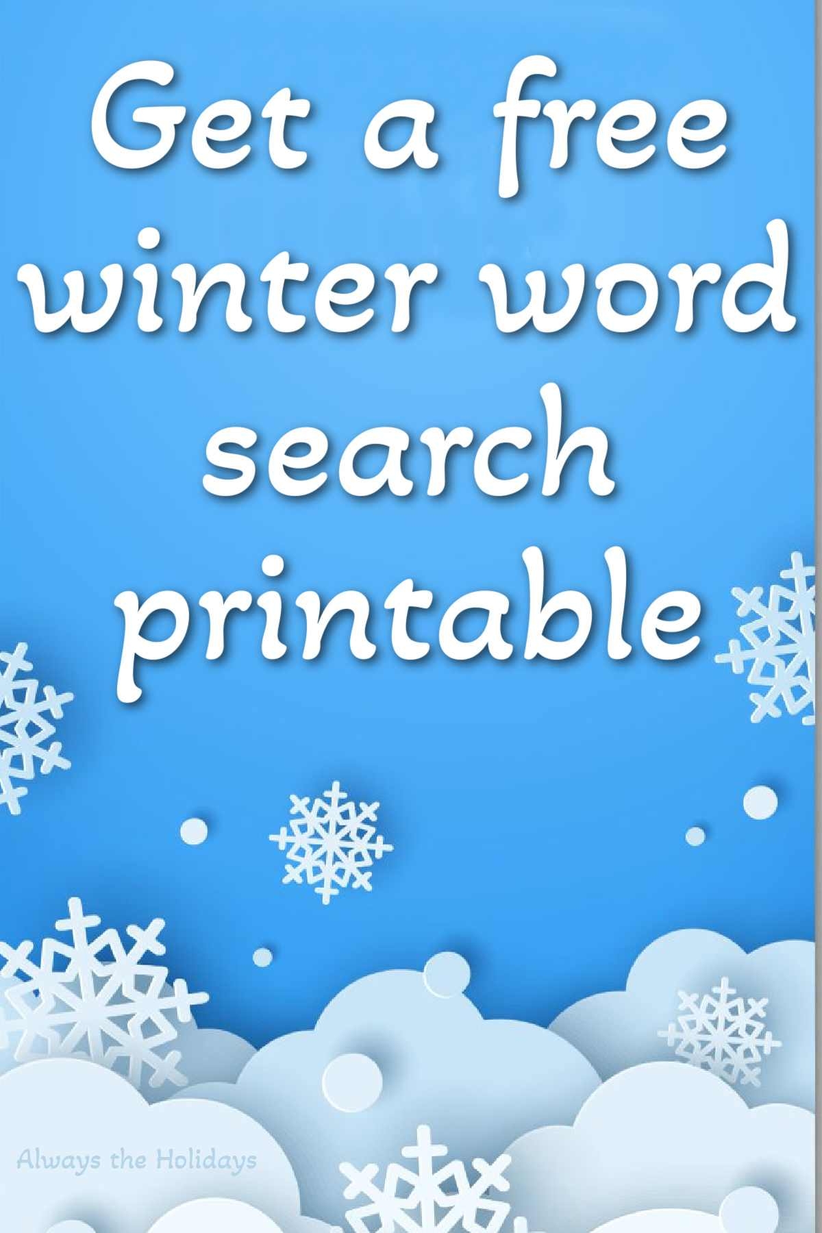 Free Winter Word Search Printable With Answer Key Included