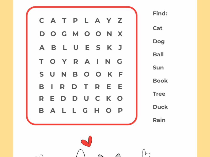 Free Word Search For Kids Template To Edit Online