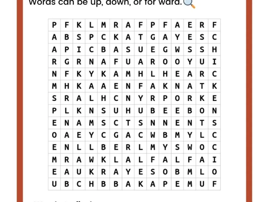 Free WORD SEARCH Puzzles For Download PDF And Print