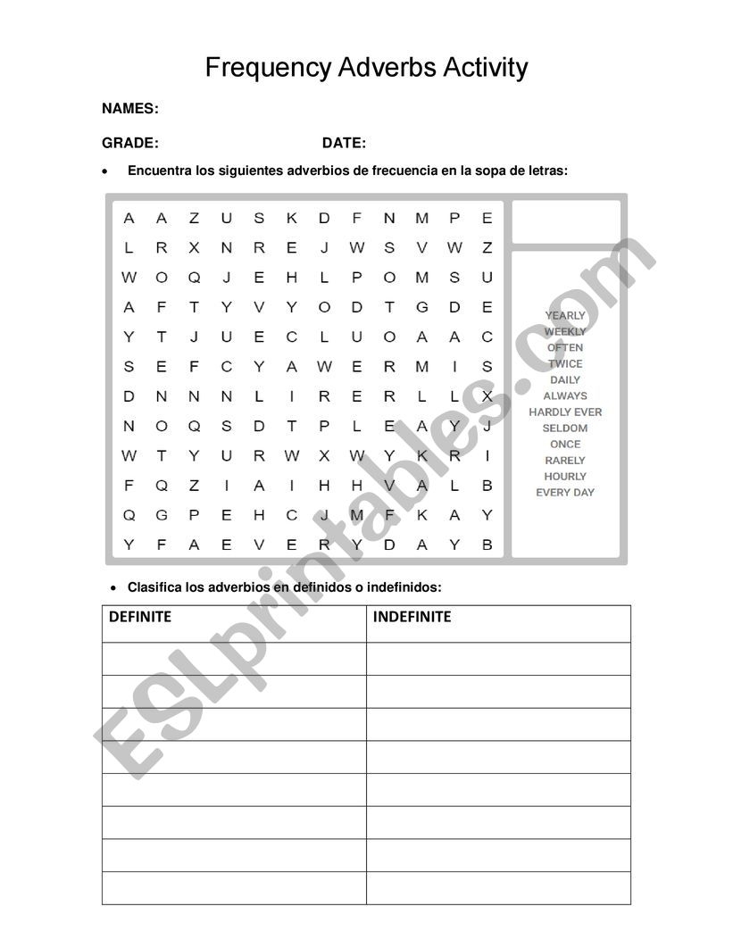 Adverbs Word Search Printable