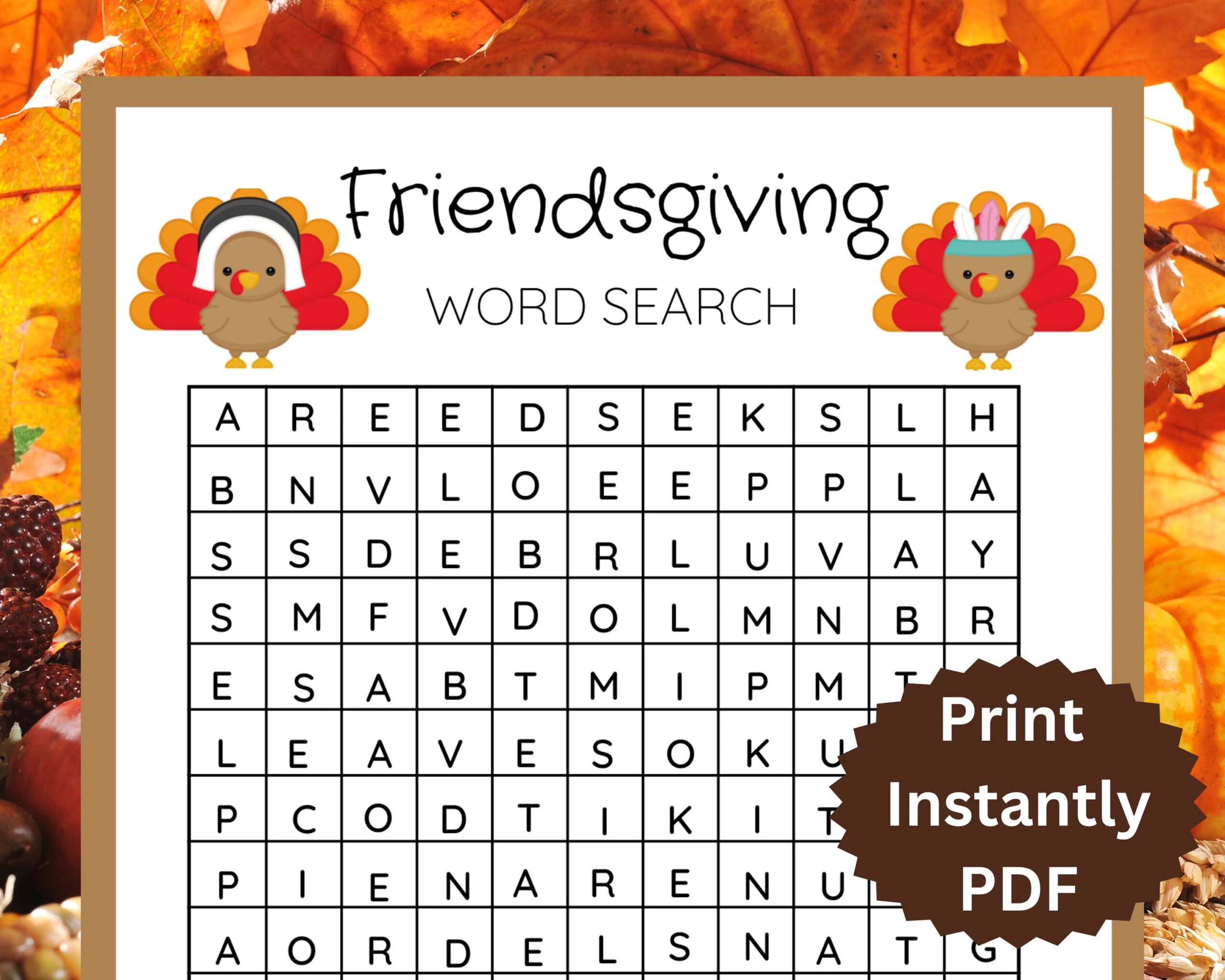 Free Thanksgiving Printable Word Search