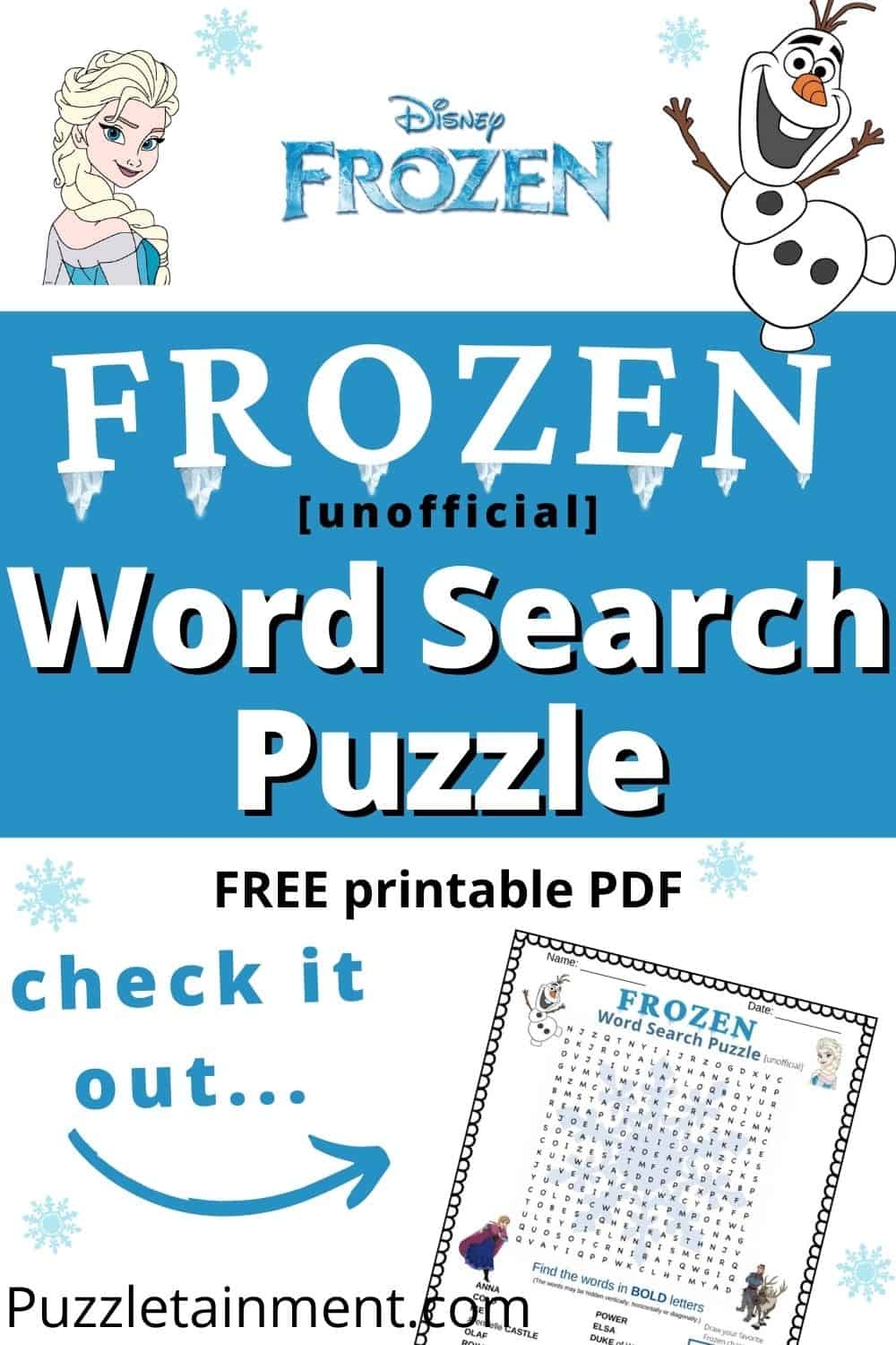 Frozen Word Search Printable