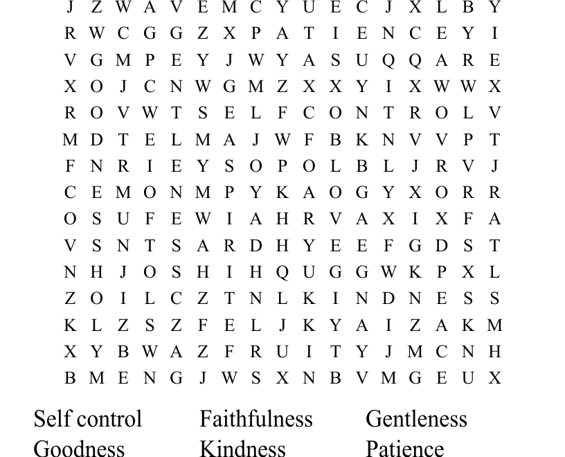 Fruit Of The Spirit Galatians 5 22 23 Word Search WordMint