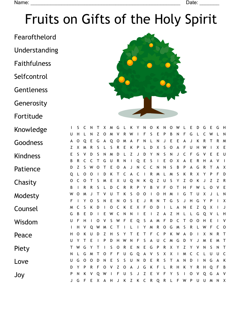 Fruit Of The Spirit Word Search WordMint
