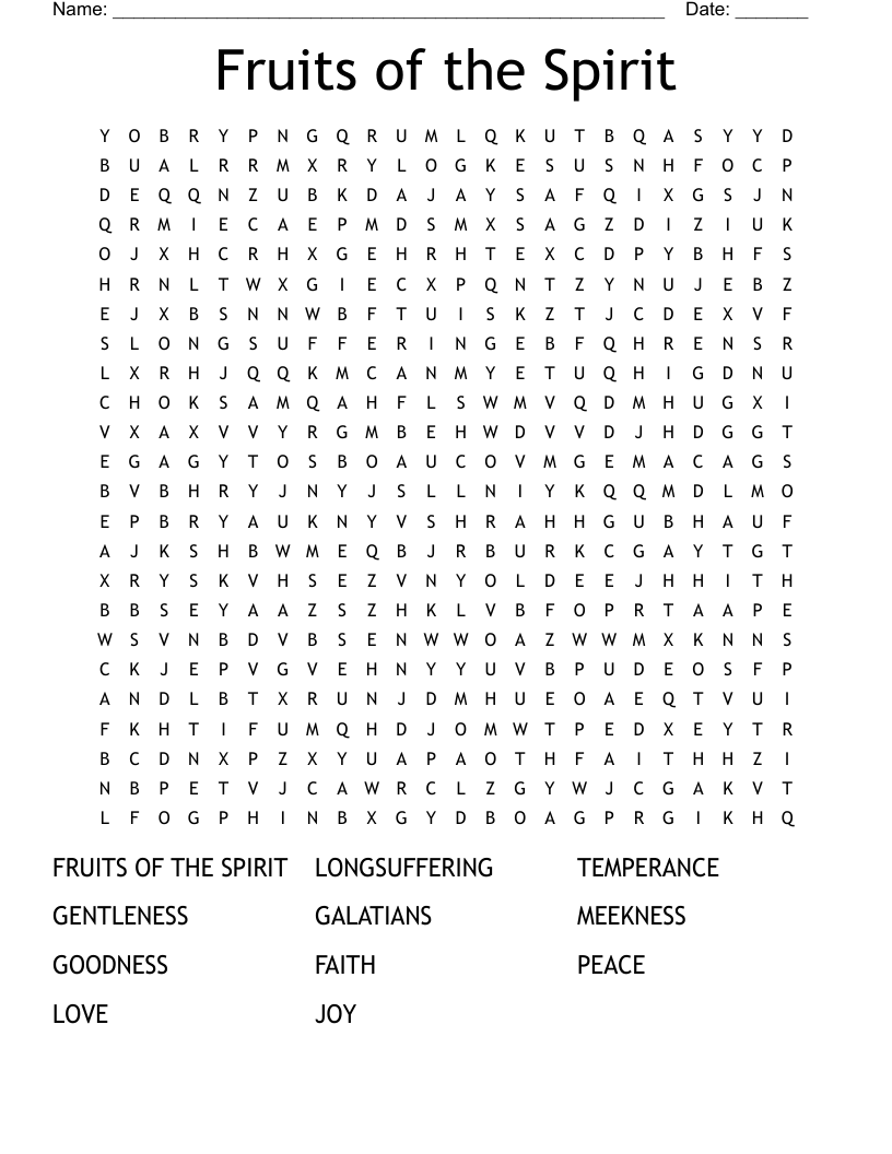 Fruit Of The Spirit Word Search WordMint