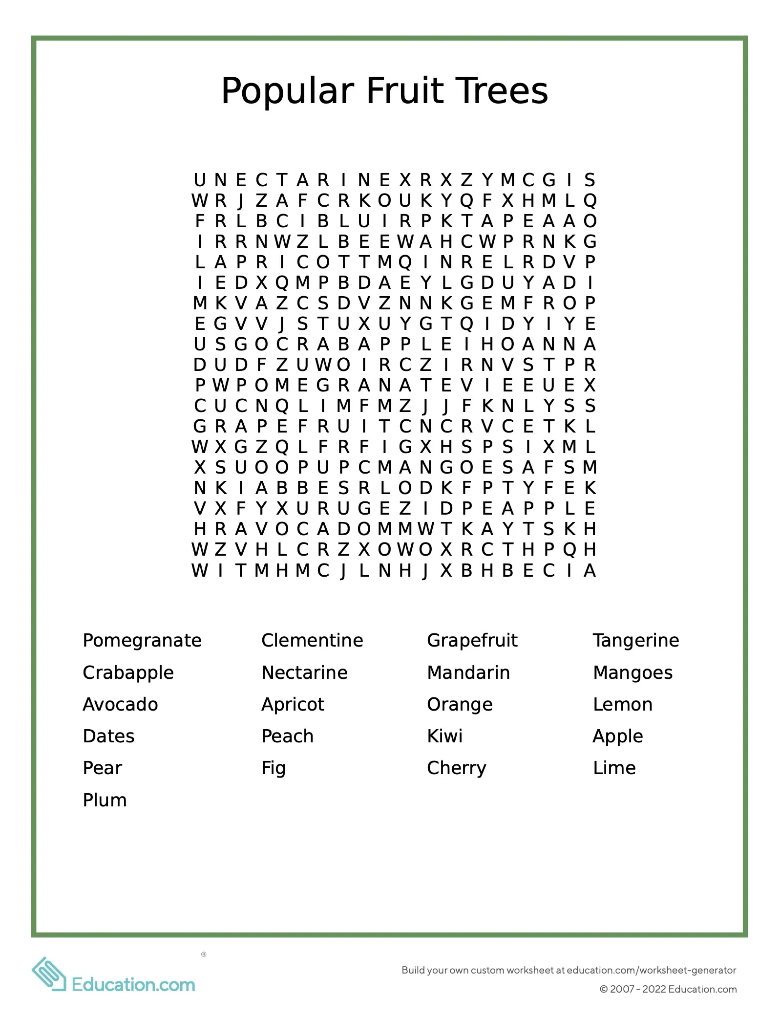 Fruit Tree Word Search New York State Horticultural Society