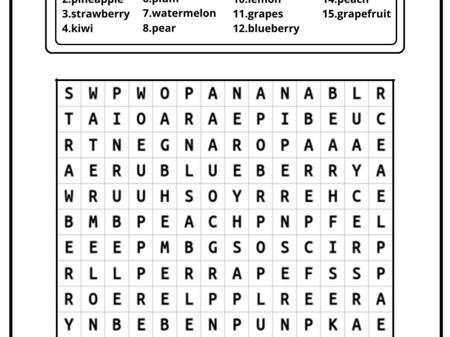 Fruit Word Search Ezpzlearn