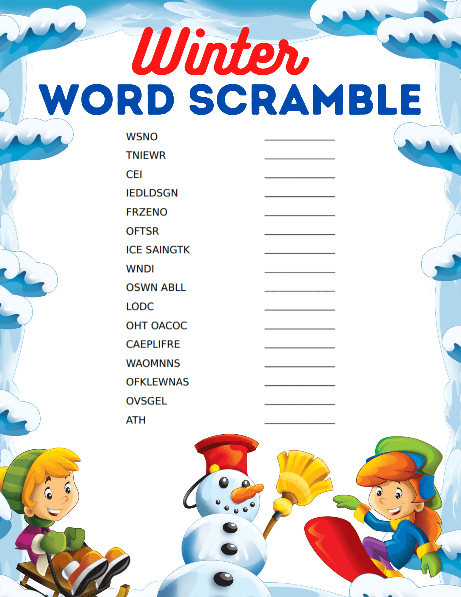 Fun And Free Printable Winter Word Search For Kids