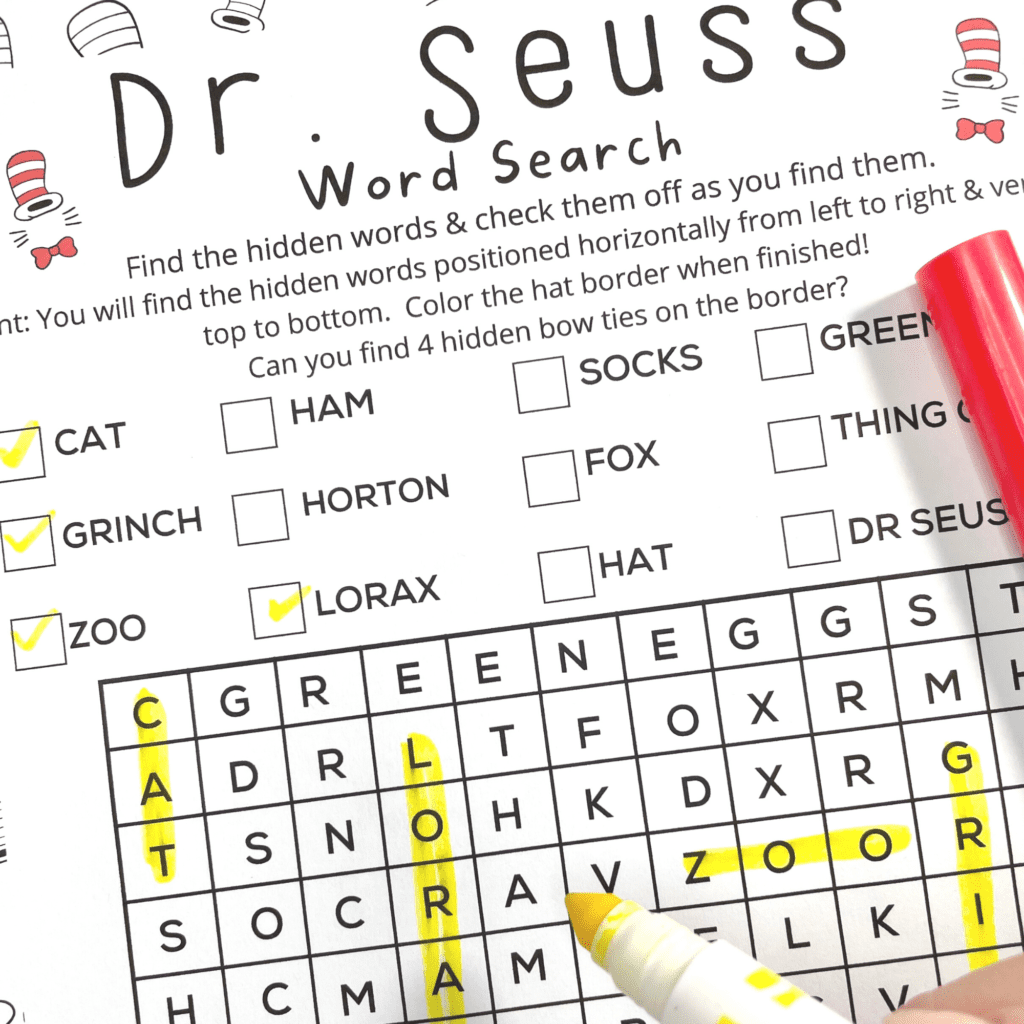 fun dr seuss worsheets from under a palm tree