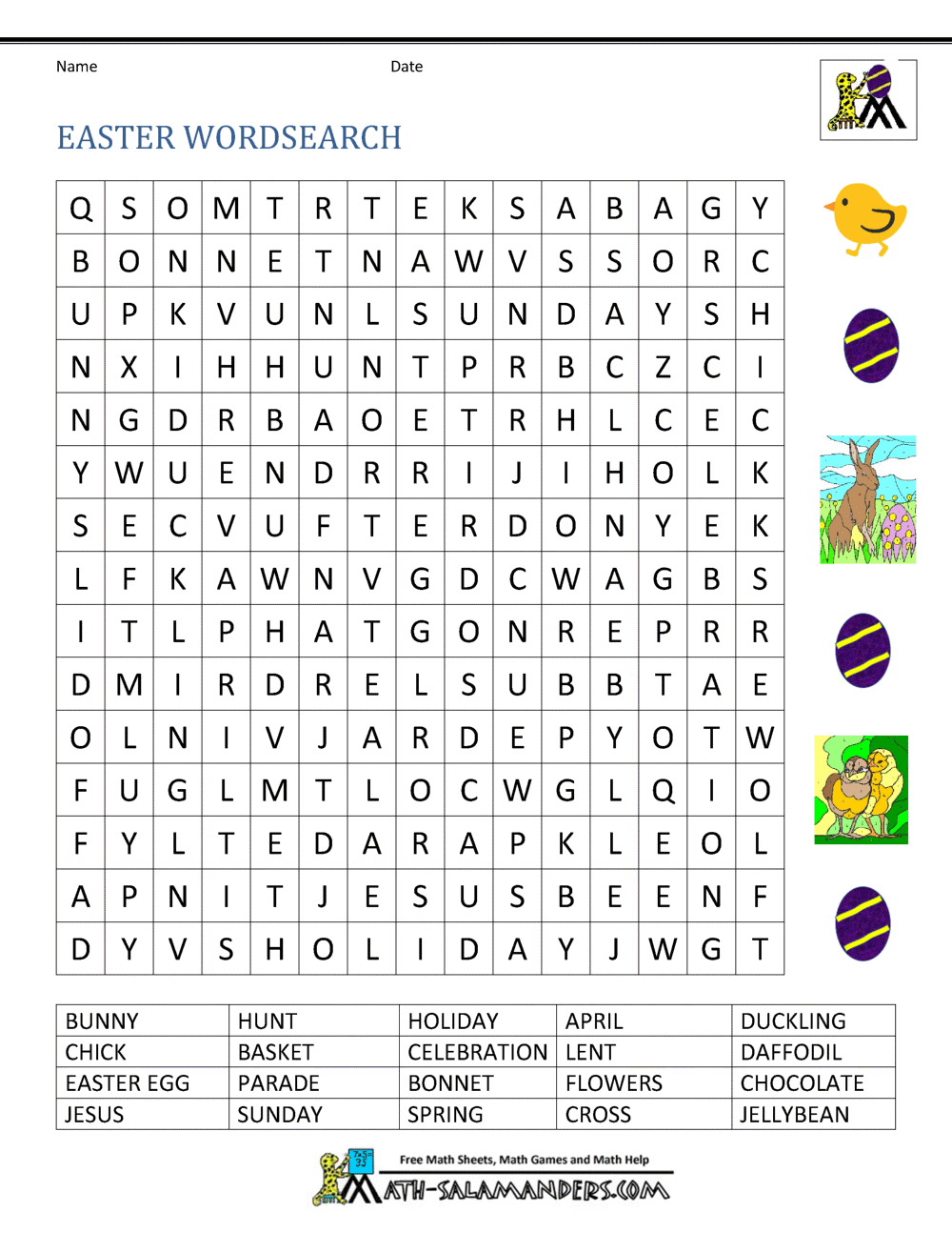 Fun Easter Wordsearch