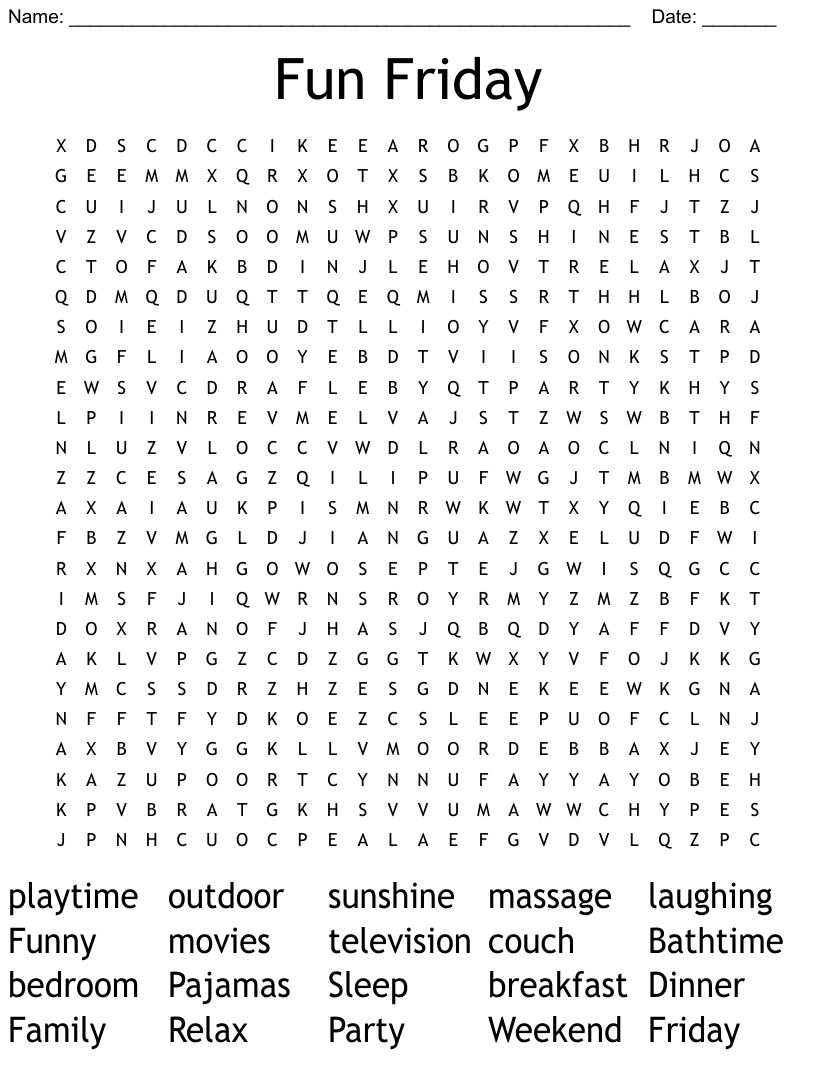 Fun Friday Word Search