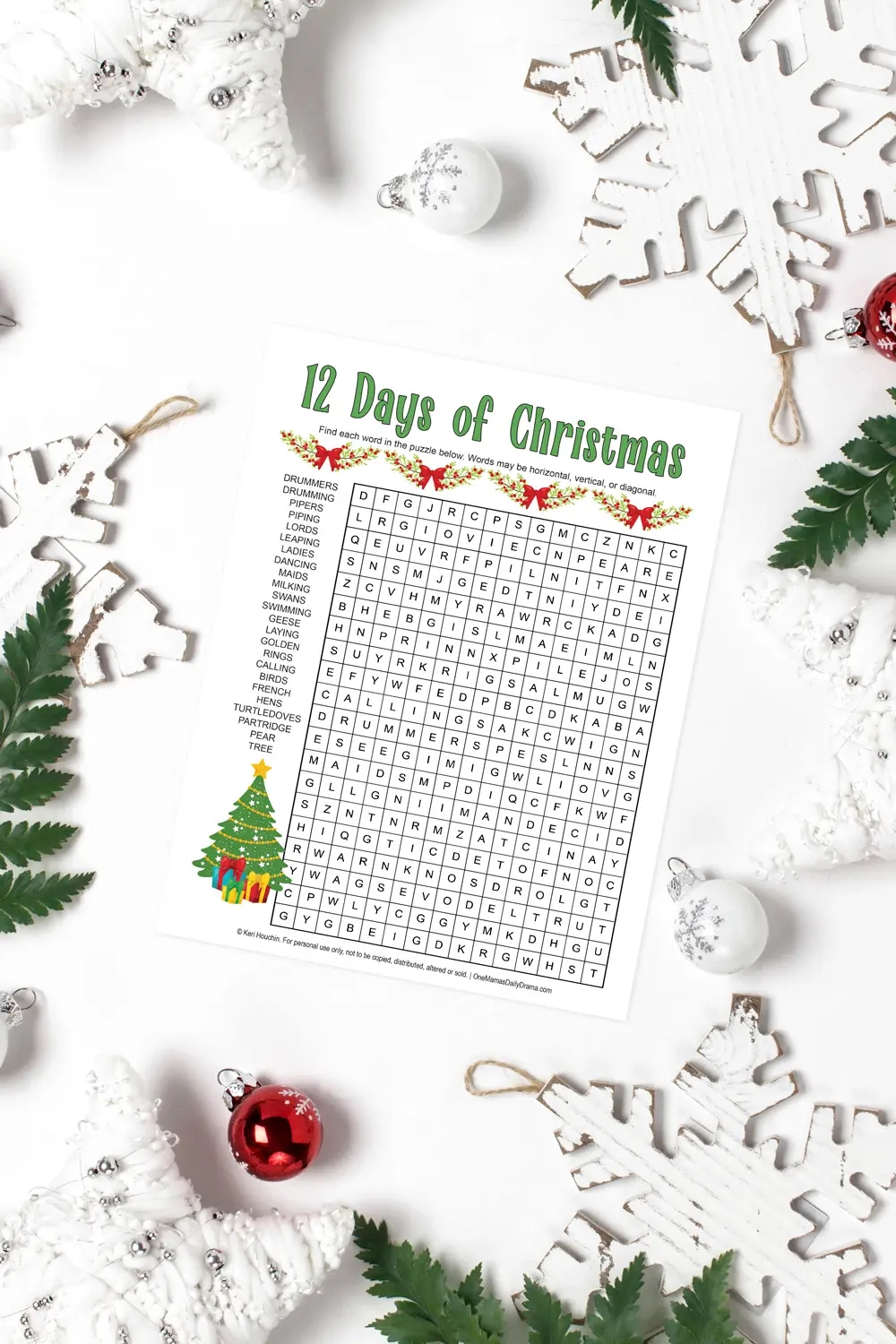 Fun Printable 12 Days Of Christmas Word Search Puzzle