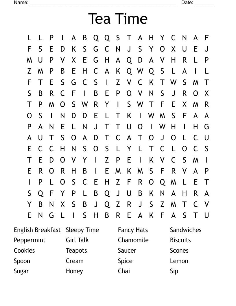 Garden Tea Party Word Search WordMint