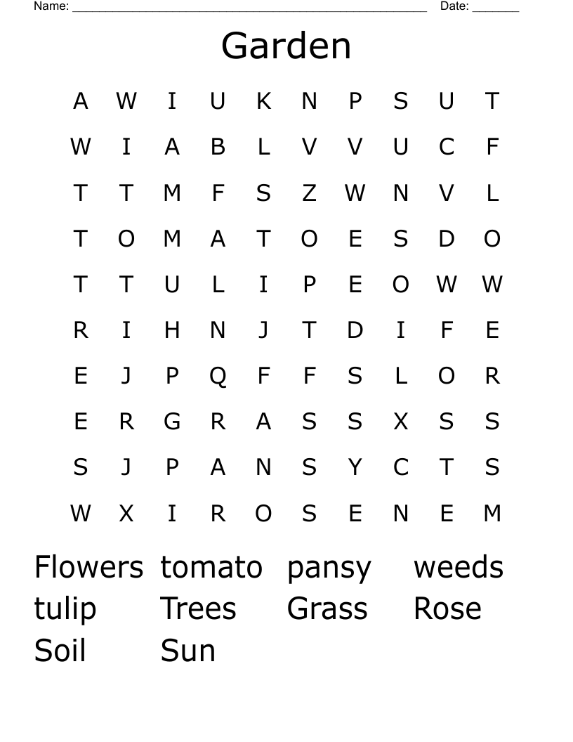 Garden Word Search WordMint