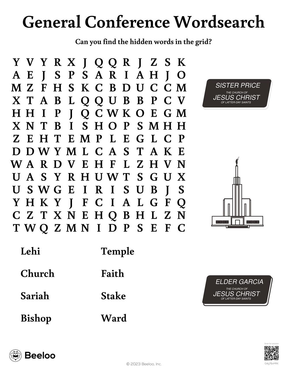 General Conference Wordsearch Beeloo Printable Crafts And Activities For Kids