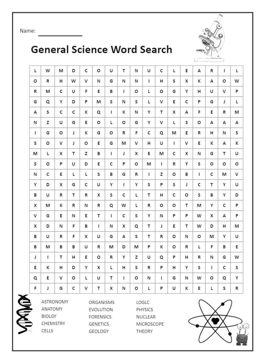 General Science Word Search EdrawMax Template