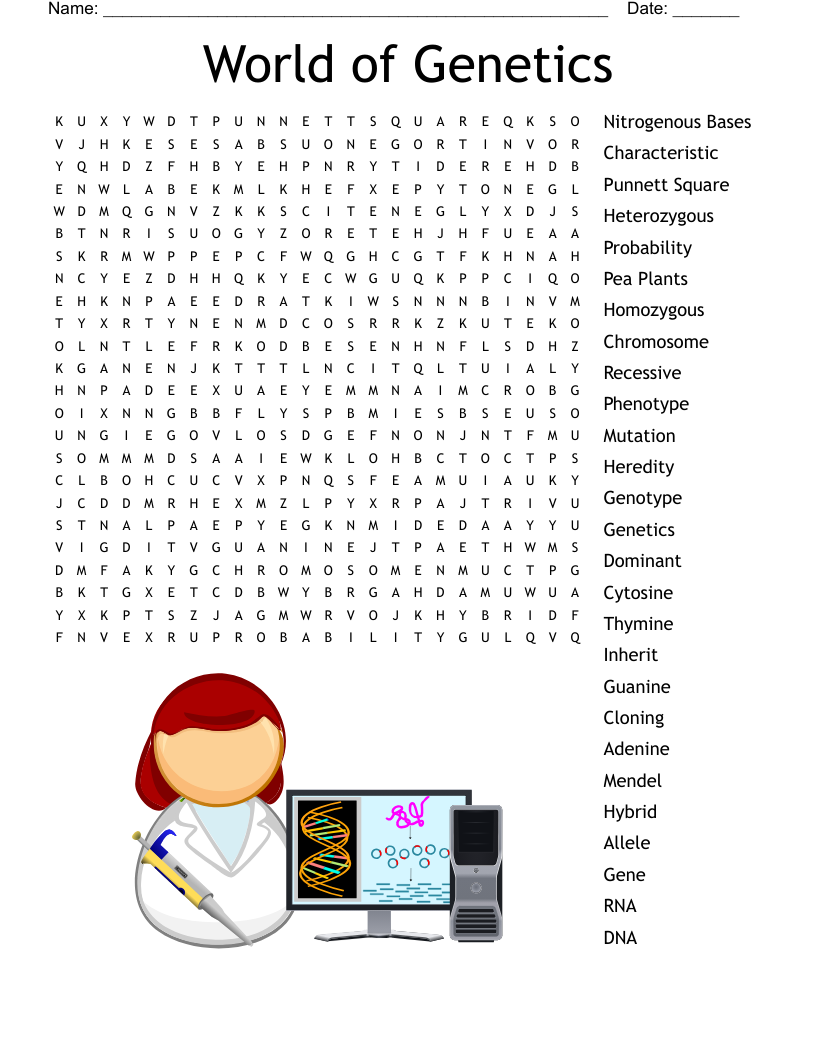 Genetics Word Search WordMint
