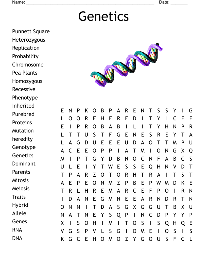Genetics Word Search WordMint