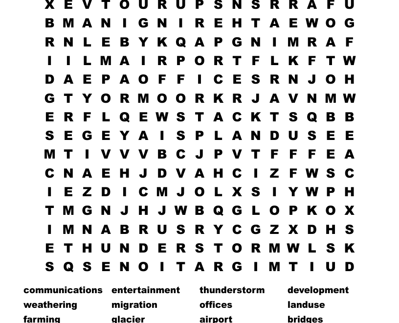 Geography Word Search WordMint