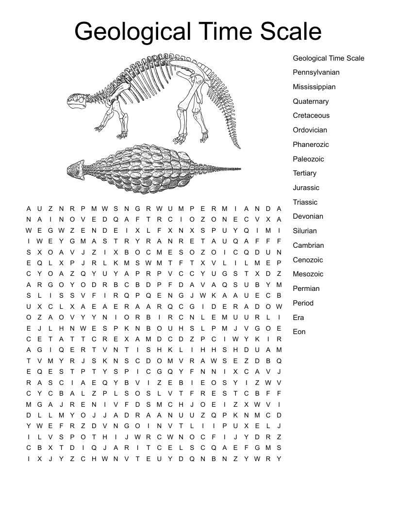 Geological Time Scale Word Search WordMint