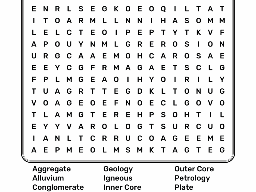 Geology Word Search