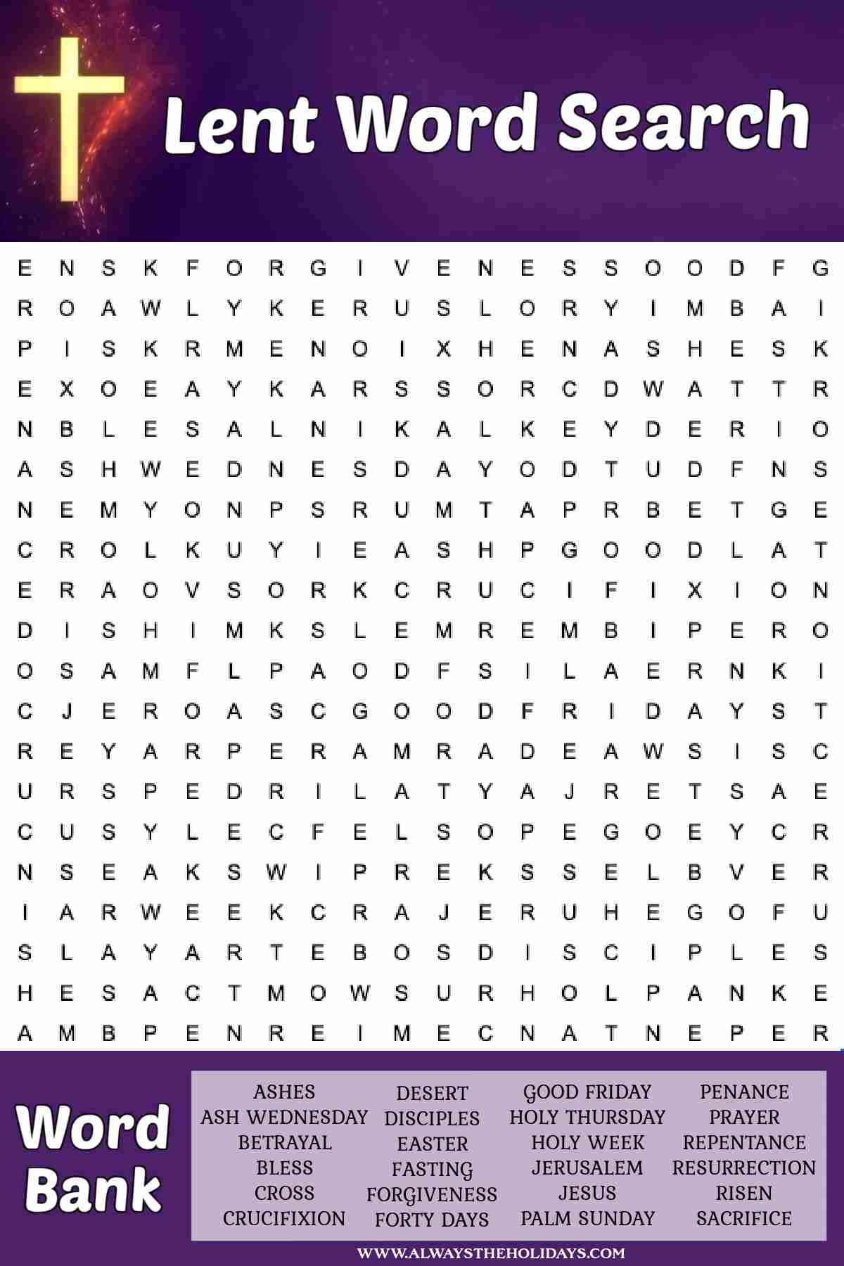 Free Printable Regious Easter Word Search