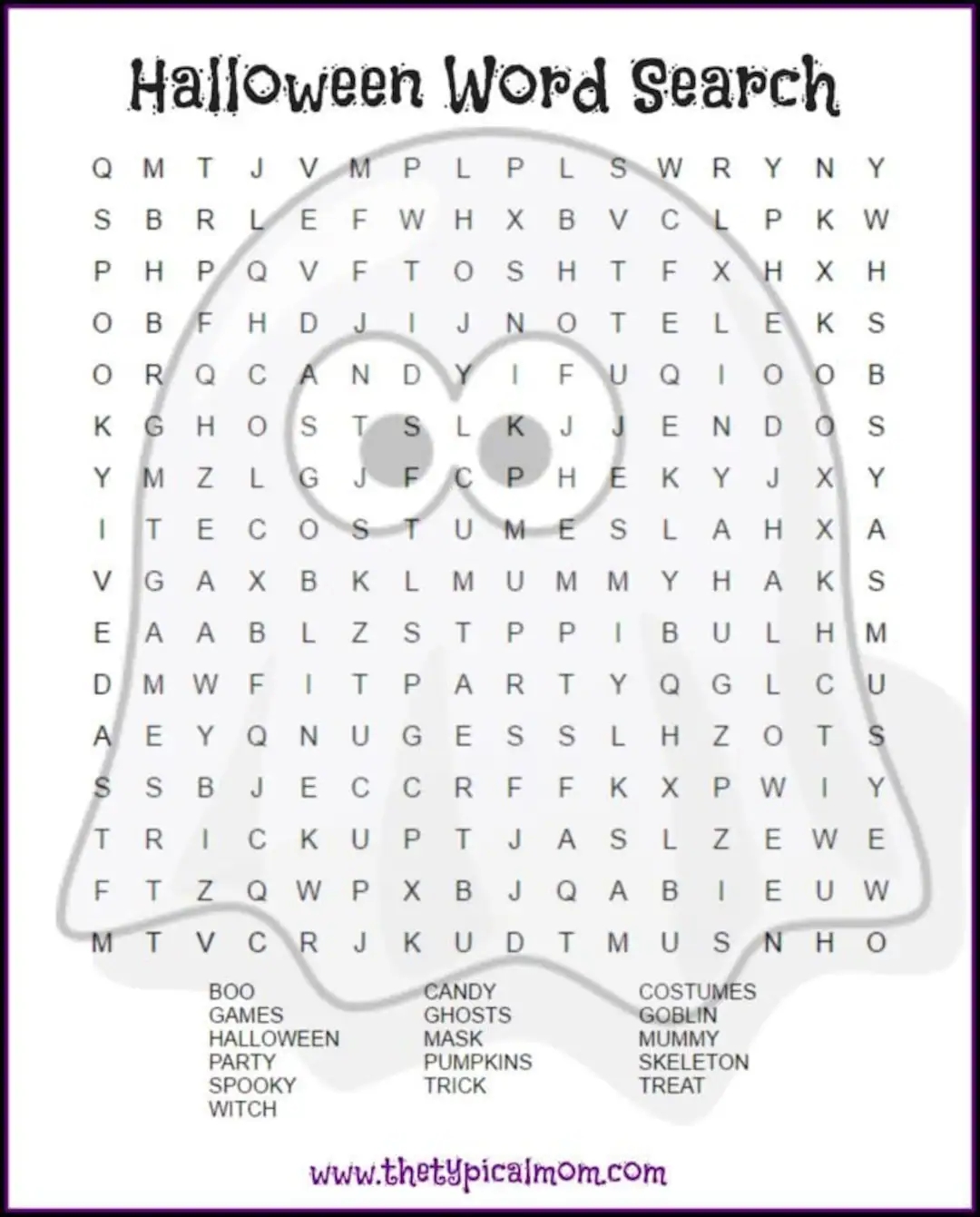 Ghost Halloween Word Search Printable Etsy New Zealand