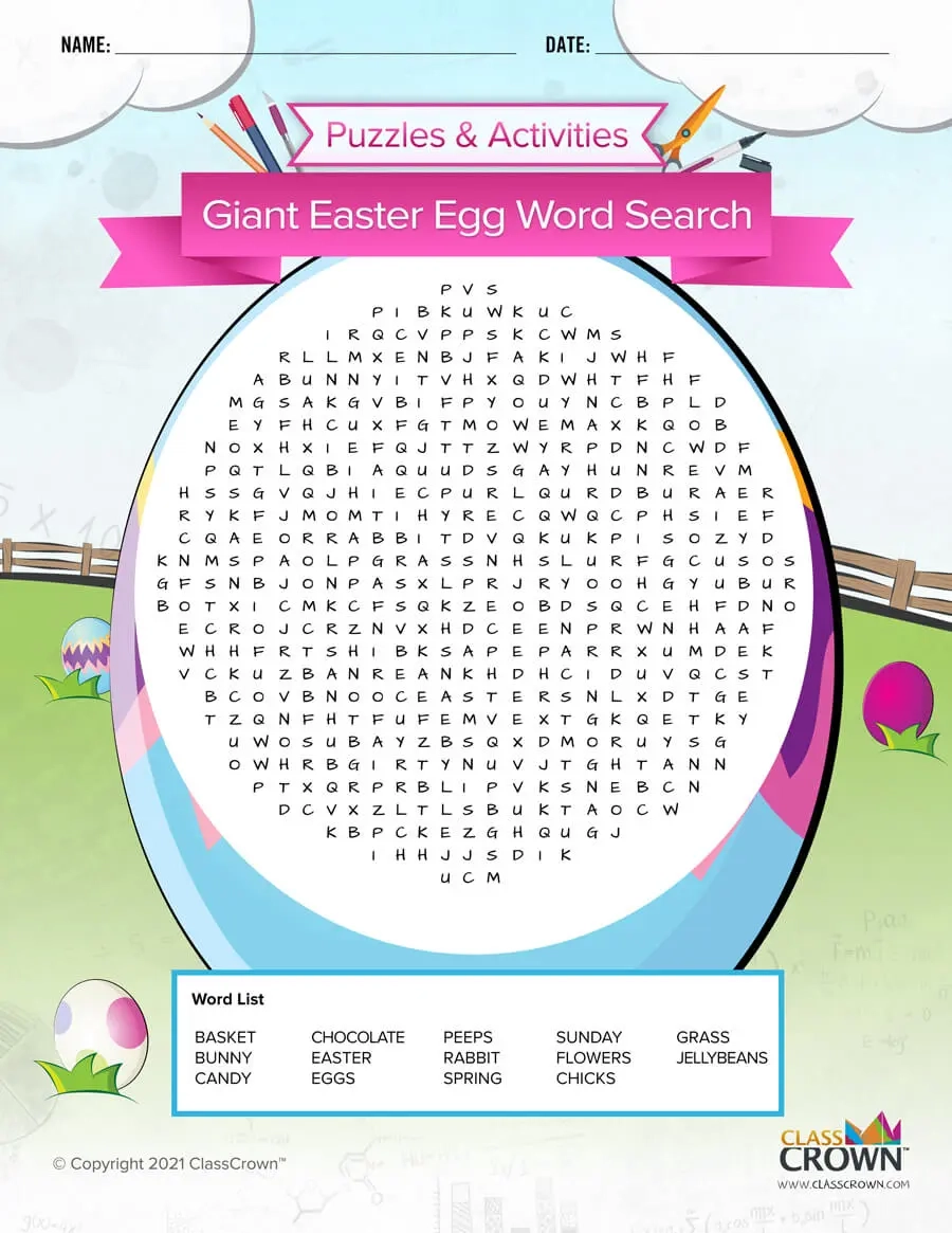 Giant Easter Egg Word Search Puzzles ClassCrown