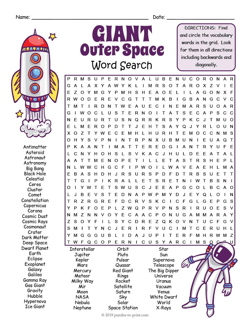 Crossword Word Search Free Printable Middle School