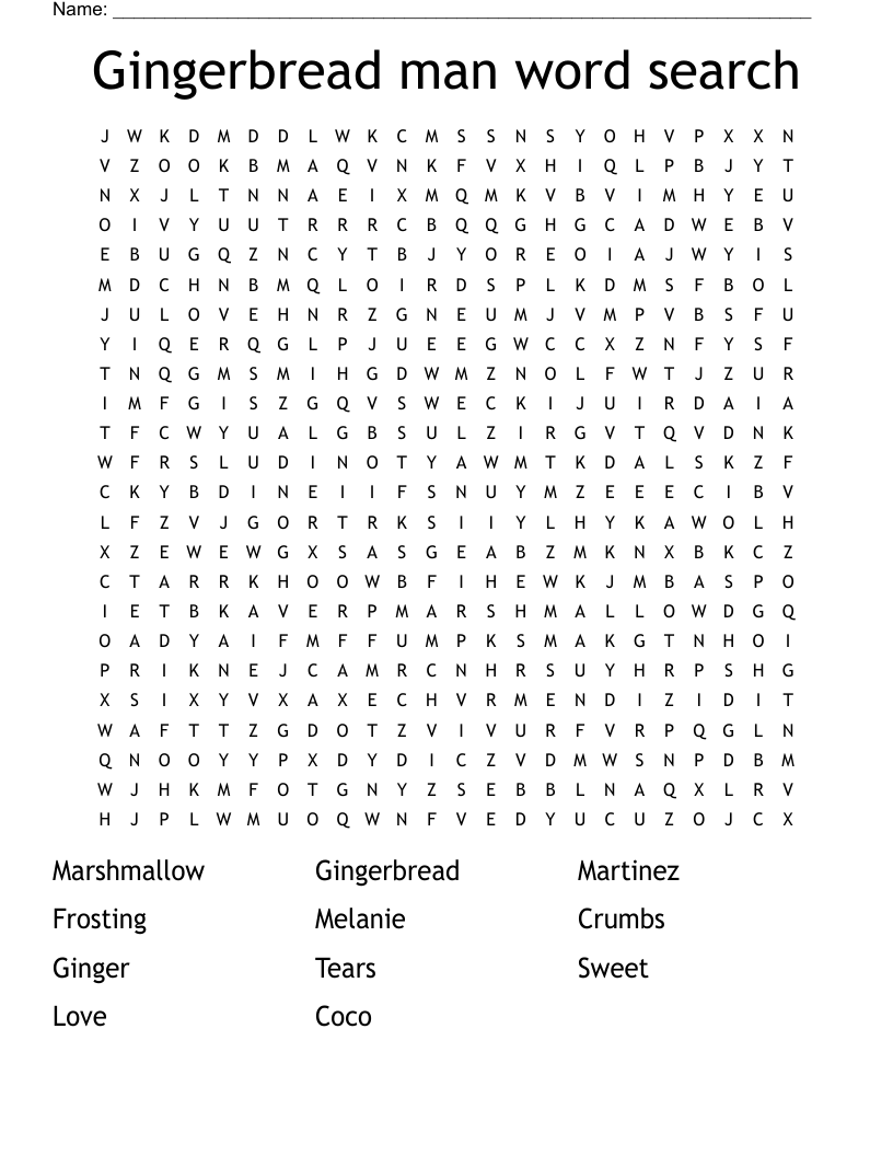 Gingerbread Man Word Search WordMint