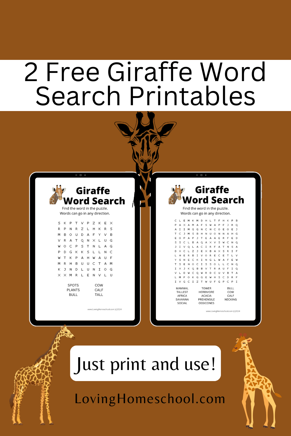 Giraffe Word Search Printables LovingHomeschool Giraffe Word Search Printables LovingHomeschool